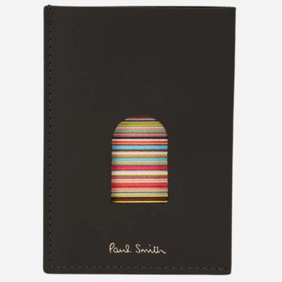 The Paul Smith Leather 1CC Card Holder with Thumb Hole and Signature Stripe Interior by Paul Smith.