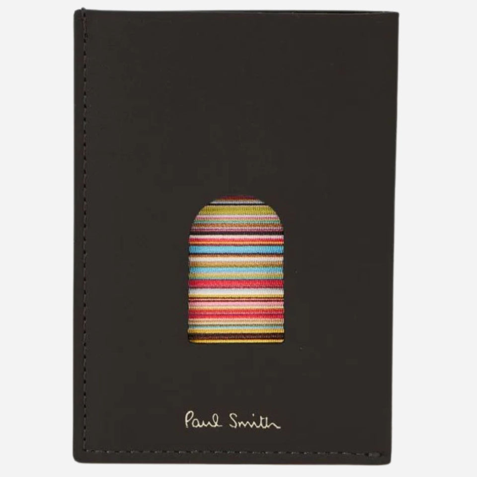 The Paul Smith Leather 1CC Card Holder with Thumb Hole and Signature Stripe Interior by Paul Smith.