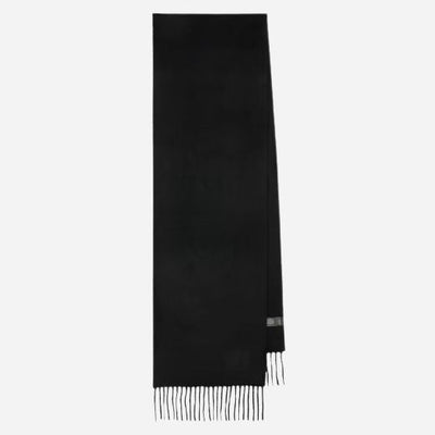 The Men's Black Cashmere Scarf with Signature Logo Patch by Paul Smith.
