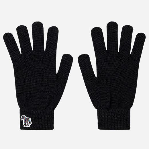 The Black Wool Gloves with Striped Zebra Logo by Paul Smith.