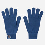 The Men's Blue Wool Gloves with Striped Zebra Logo by Paul Smith.
