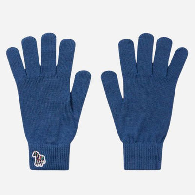 The Men's Blue Wool Gloves with Striped Zebra Logo by Paul Smith.