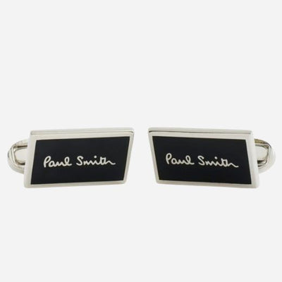 The Men's Matt Black Cufflinks with Logo by Paul Smith.