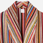 Close up of the Paul Smith Men's Towelling Dressing Gown with Signature Stripe Pattern.