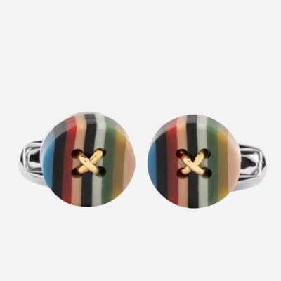 The Men's 'Signature Stripe' Button Cufflinks by Paul Smith.