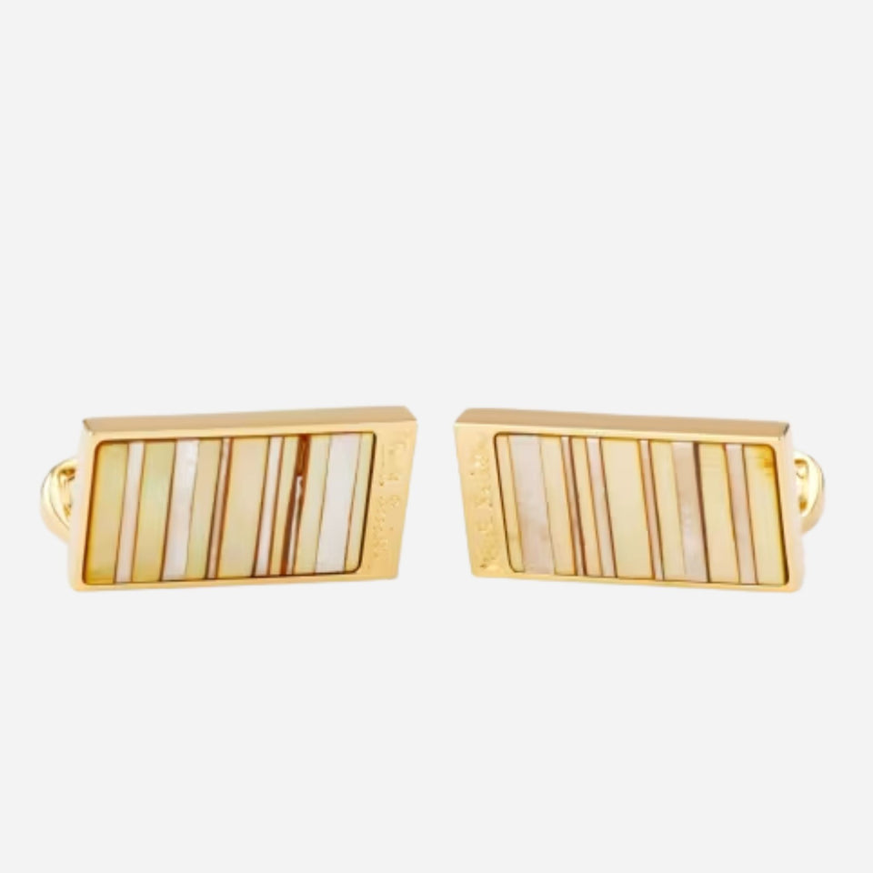 The Paul Smith Mother of Pearl 'Stripe' Gold Metallic Cufflinks by Paul Smith.