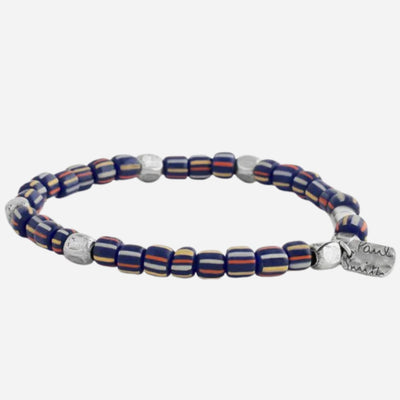The Paul Smith Navy Blue Glass Bead Bracelet with Signature Stripe Pinstripe by Paul Smith.