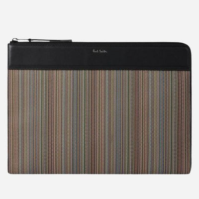 The Signature Stripe Coated Canvas Document Case by Paul Smith.