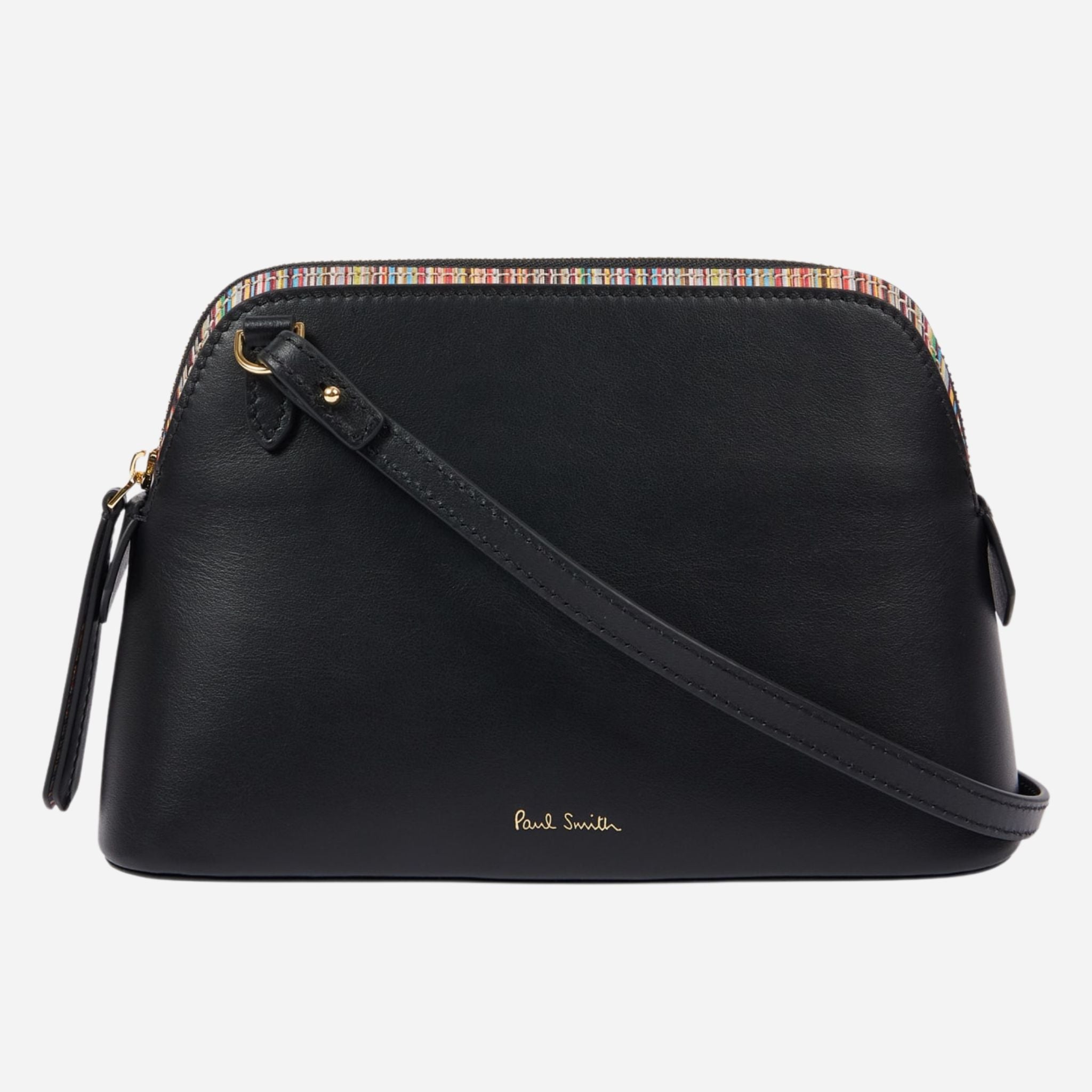 Paul Smith Women's Black Leather 'Signature Stripe' Cross Body Bag