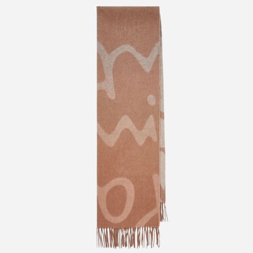 The Women's Brown Wool Blend Scarf with Signature Print by Paul Smith.