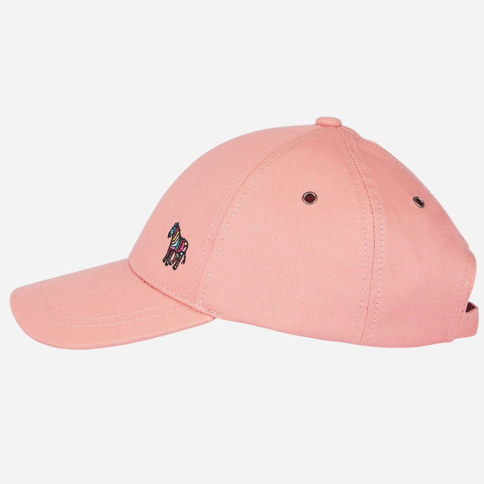 The Paul Smith Women's Pink Cotton Baseball Cap with Striped Zebra Logo by Paul Smith.
