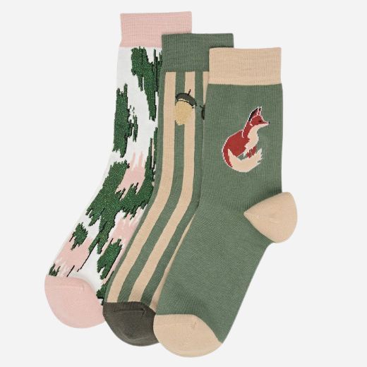 The 3-Pack Fox Sock Set with Seasonal and Patterned Designs by Radley.