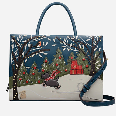 The An Ice Day Teal Medium Ziptop Multiway Bag by Radley.