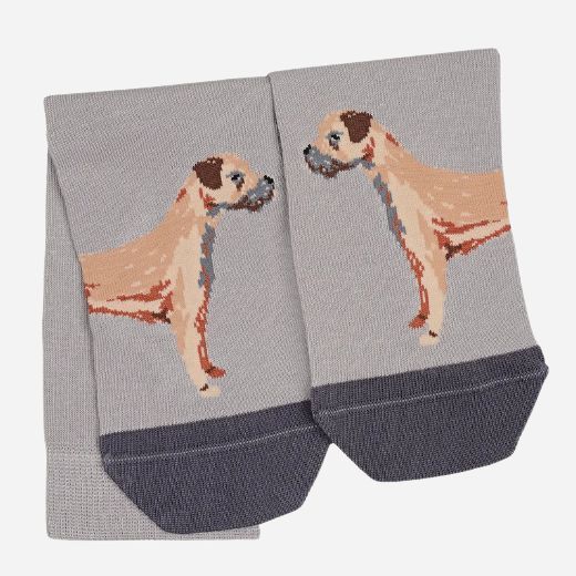 The Ash Grey Radley & Friends Pair of Socks with Dog Design by Radley.