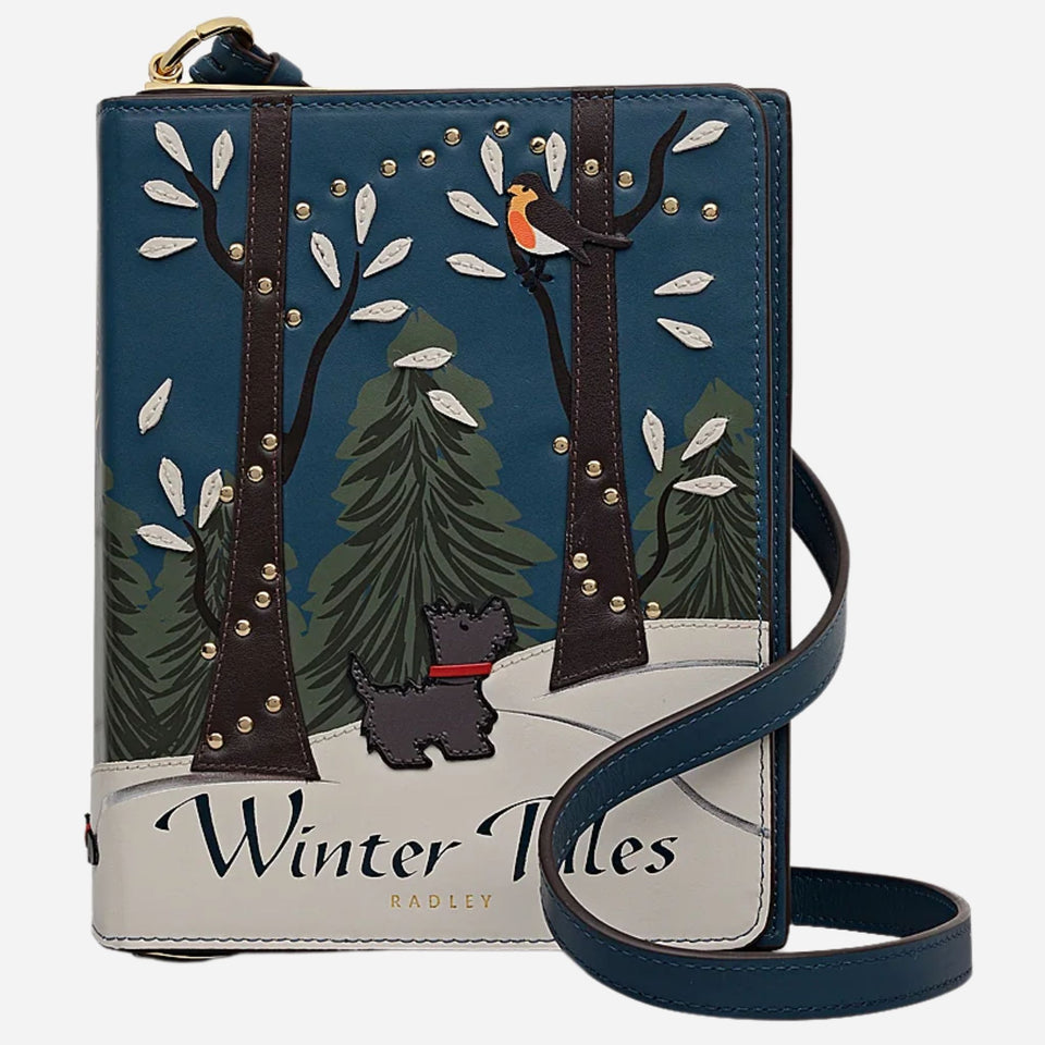 The Book Street Winter Tales Teal Small Flapover Cross Body Bag by Radley.