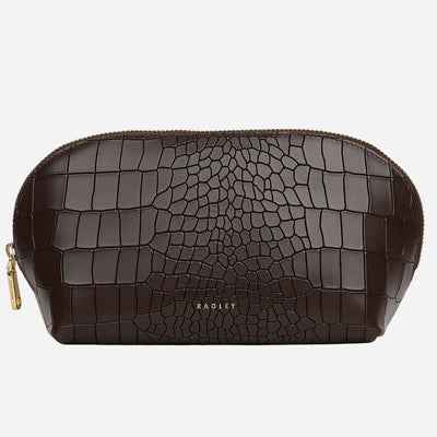 The Commute Street Dark Oak Faux Croc Medium Cosmetic Pouch by Radley.