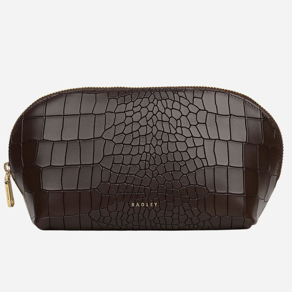 The Commute Street Dark Oak Faux Croc Medium Cosmetic Pouch by Radley.