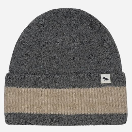 The Knitters Lane Dark Grey Hat with Contrasting Stripe by Radley.