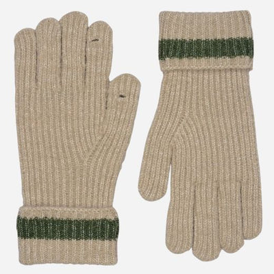 The Knitters Lane Oatmeal Marl Gloves with Contrasting Stripe by Radley.