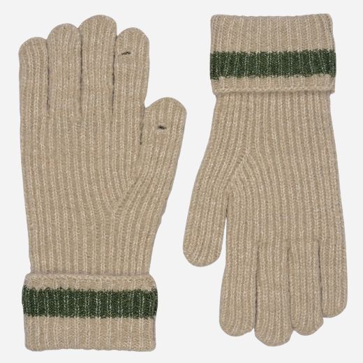 The Knitters Lane Oatmeal Marl Gloves with Contrasting Stripe by Radley.