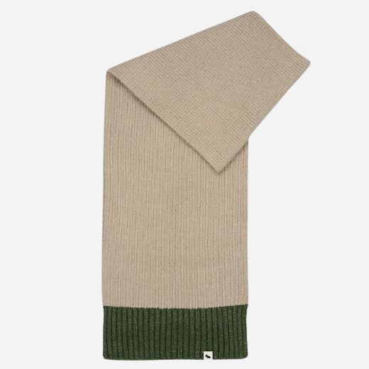 The Knitters Lane Oatmeal Marl Scarf with Contrasting Ends.