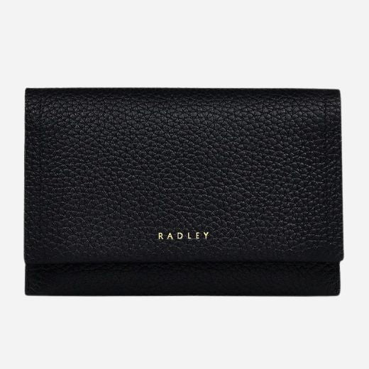 The Oak Street Black Leather Medium Flapover Purse by Radley.