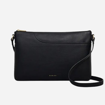 The Pockets Black Medium Zip Top Cross Body Bag by Radley.