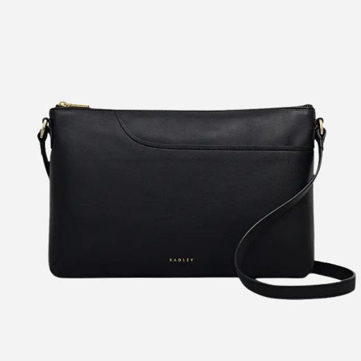 The Pockets Black Medium Zip Top Cross Body Bag by Radley.