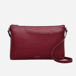 The Pockets Carmine Red Leather Medium Zip Top EW Cross Body Bag by Radley.