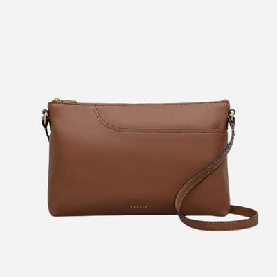 The Pockets Saddle Brown Medium Zip Top Cross Body Bag by Radley.