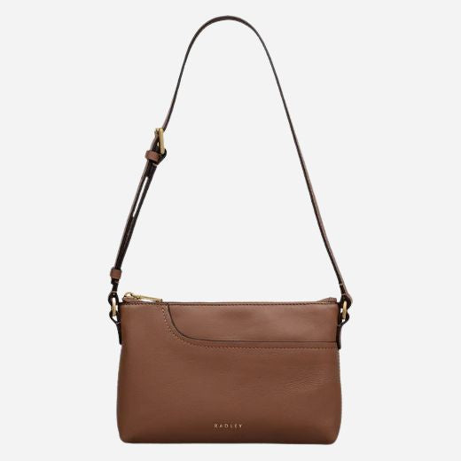 The Pockets Saddle Brown Mini Zip Top Shoulder Bag by Radley.