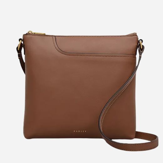 The Pockets Saddle Brown Small Zip Top Cross Body Bag by Radley.
