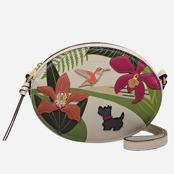 The Radley RHS Orchid House Small Leather Ziptop Cross Body Bag by Radley.