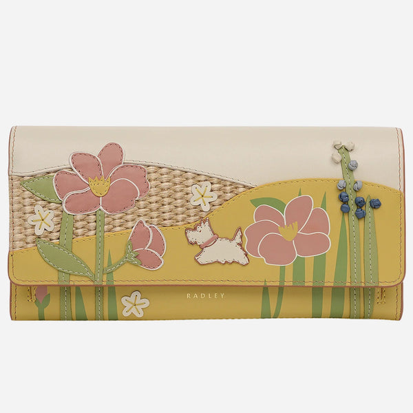 The Radley Spring Blooms Raffia and Leather Large Flapover Purse by Radley.