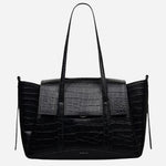 The Chancery Black Faux Croc Leather Medium Flapover Shoulder Bag by Radley.