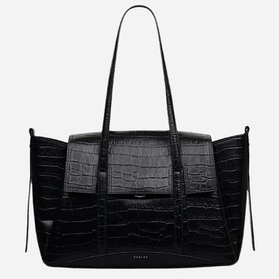 The Chancery Black Faux Croc Leather Medium Flapover Shoulder Bag by Radley.
