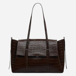 The The Chancery Dark Oak Faux Croc Large Flapover Shoulder Bag by Radley.