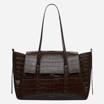 The Chancery Dark Oak Faux Croc Medium Flapover Shoulder Bag by Radley.