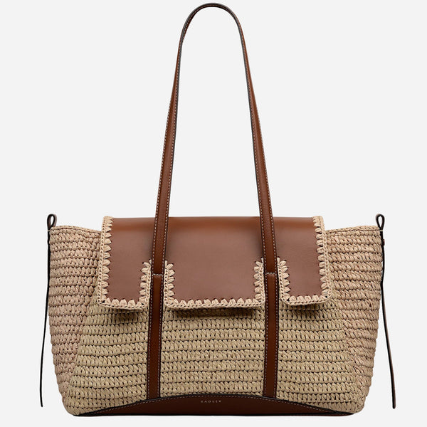 The Radley The Chancery Natural Woven Raffia Medium Flapover Shoulder Bag by Radley.