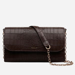 The The Rathbone Faux Croc Dark Oak Micro Flapover Cross Body Bag by Radley.