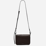 The Westwell Lane Faux Croc Dark Oak Small Flapover Cross Body Bag by Radley.