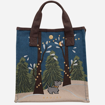 The Winter Tales Teal Small Open Top Canvas Grab Bag by Radley.