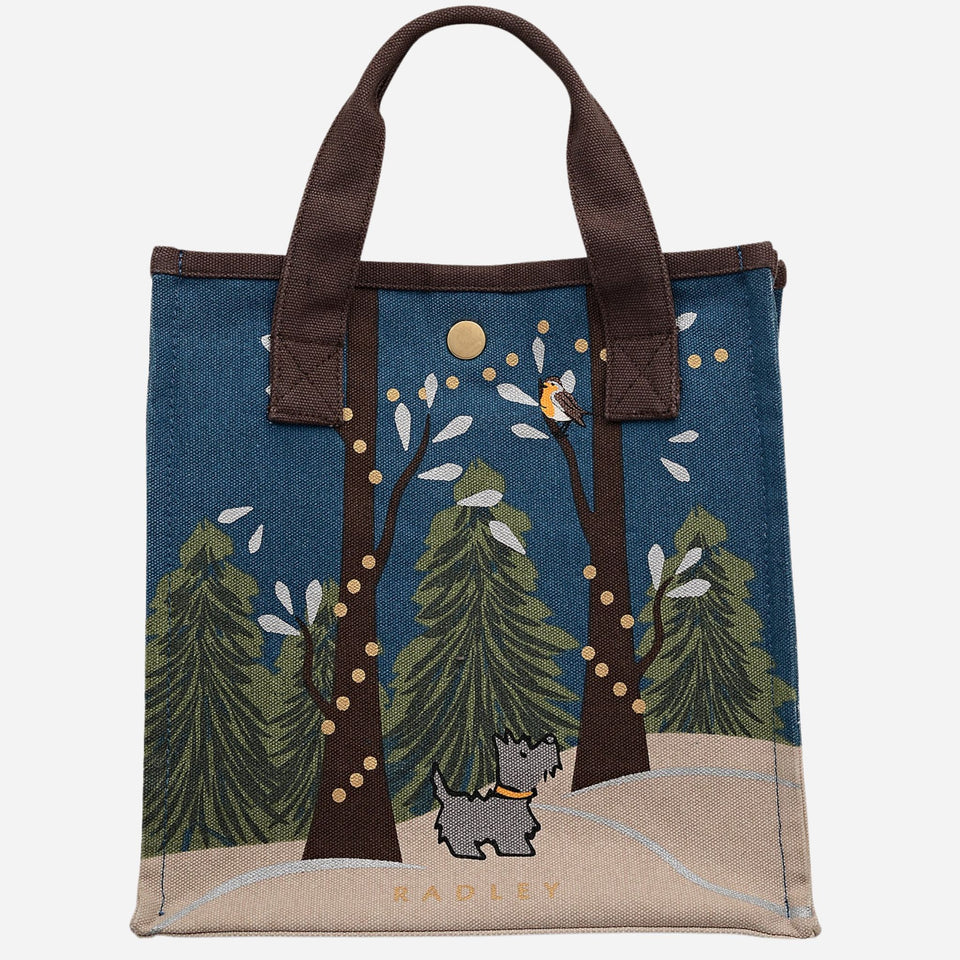 The Winter Tales Teal Small Open Top Canvas Grab Bag by Radley.