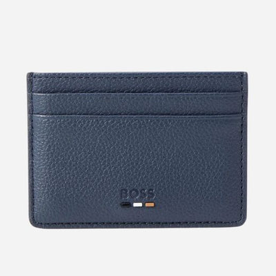 The Ray Navy Blue Grained Faux Leather 4CC Card Holder by BOSS.