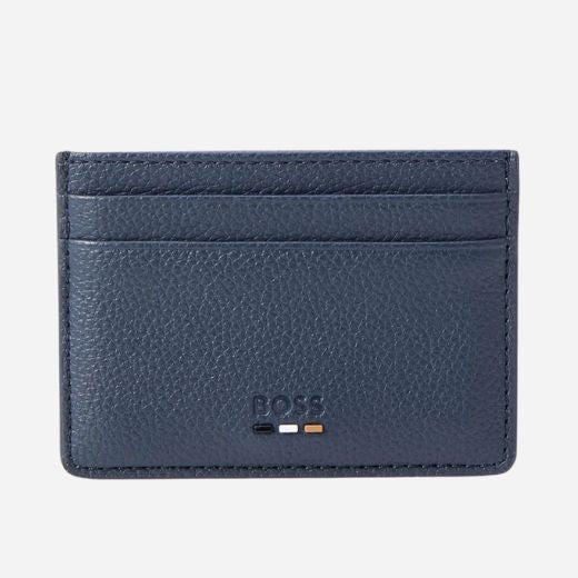 The Ray Navy Blue Grained Faux Leather 4CC Card Holder by BOSS.