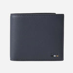 The Ray Navy Blue Grained Faux Leather RFID Wallet with Coin Case by BOSS.