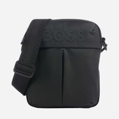 The Stormy Black Faux Leather Reporter Bag with BOSS Logo by BOSS.