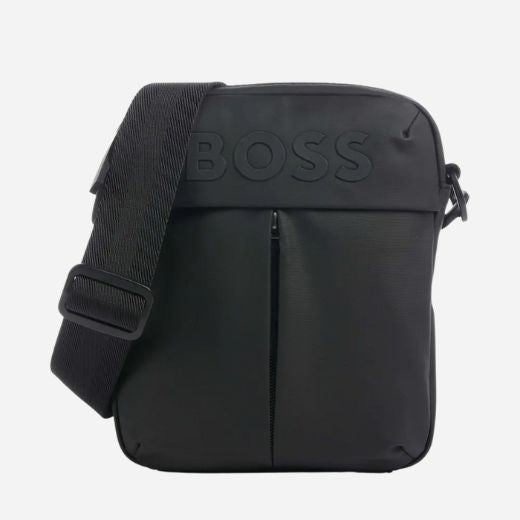 The Stormy Black Faux Leather Reporter Bag with BOSS Logo by BOSS.