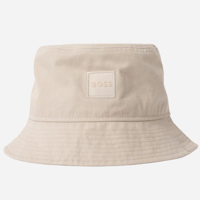 The Febas Beige Cotton Bucket Hat with Logo by BOSS.