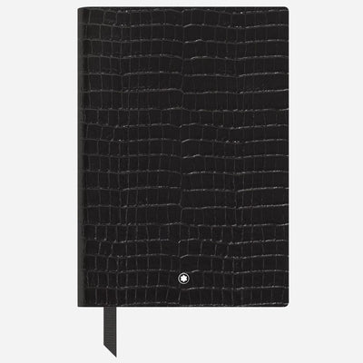 The Fine Stationery Medium Black Croco-Embossed Leather Notebook with Lined Pages by Montblanc.